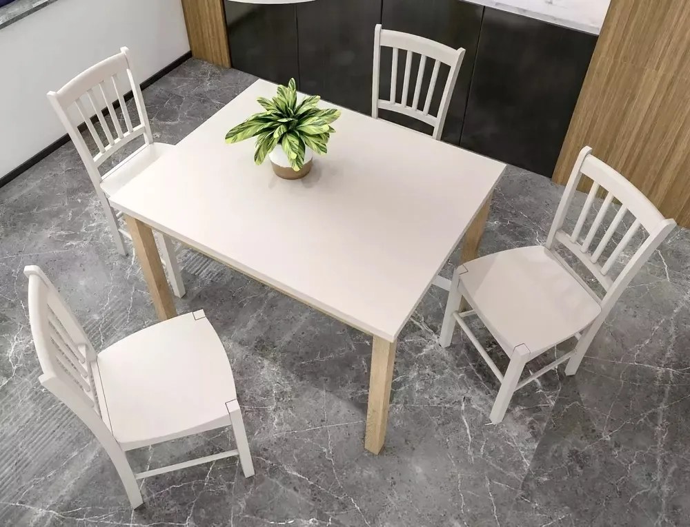 Tavolo Adam in MDF effetto rovere Cremona Torro e piano laminato color cashmere – 90x65 cm