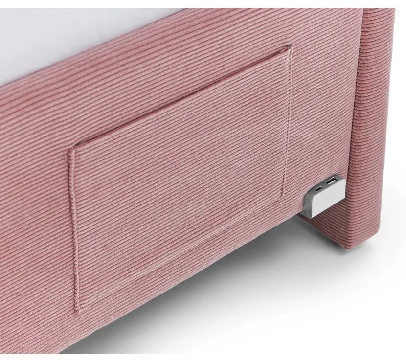 Letto da bambini con sponde rosa imbottito con contenitore con rete inclusa 120x200 cm Cool – Meise Möbel
