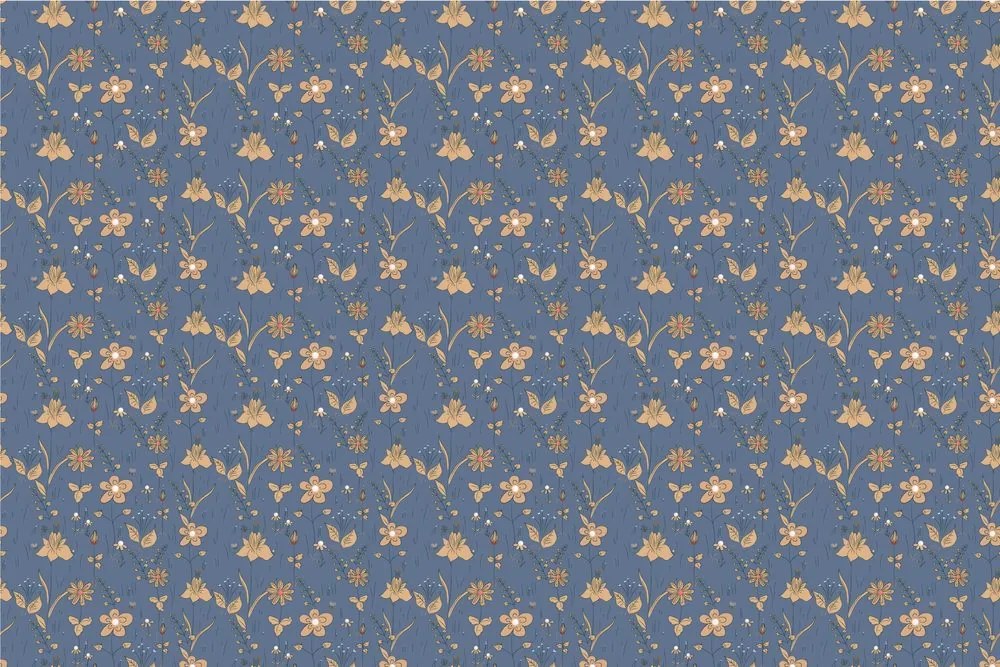 Carta da parati autoadesiva – Fiori di campo in blu