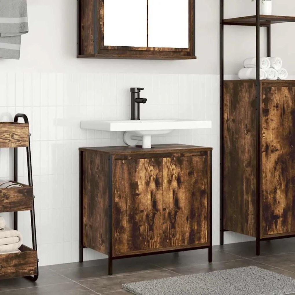 Mobile Lavabo Da Bagno Rovere Fumo 60x34,5x60 Cm /
