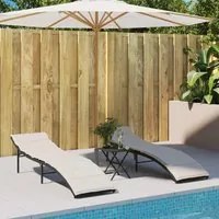 Lettini Prendisole 2 pz con Cuscini Neri in Polyrattan 3277301