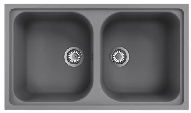 Lavello sopratop 2 vasche DELINIA Elbe quarzo L 50 x L 86 cm grigio