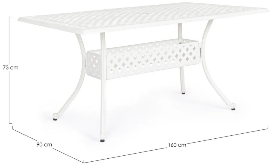 Tavolo rettangolare IVREA in alluminio bianco 160&#215;90 cm