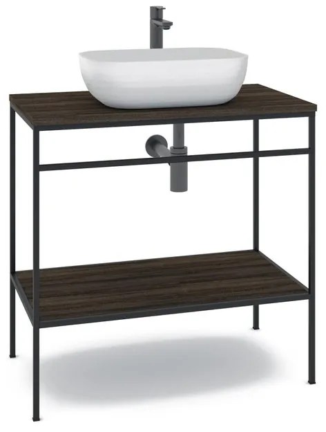 Mobile sottolavabo e lavabo Outline per vasca centrale nero L 80 x H 92 x P 45.5 cm