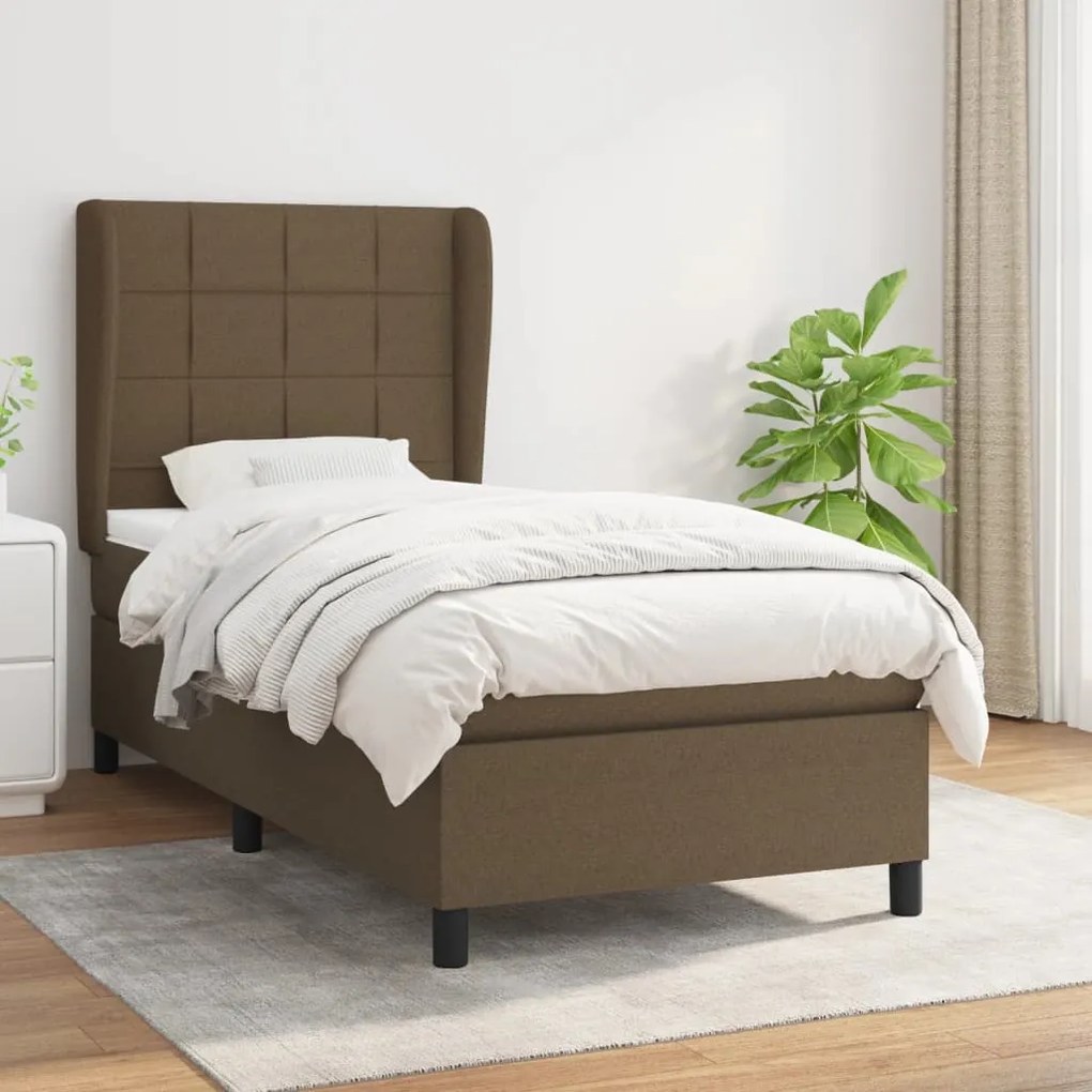 Giroletto A Molle Con Materasso Marrone Scuro 90x190cm Tessuto /