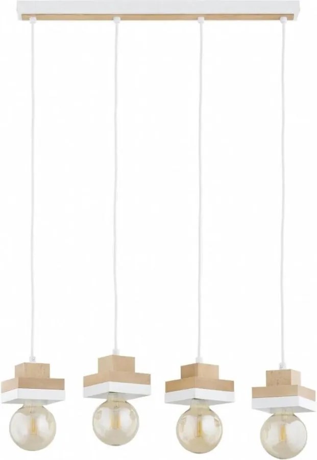 Lampadario sospeso su cavo MIKO 4xE27/15W/230V bianco/beige