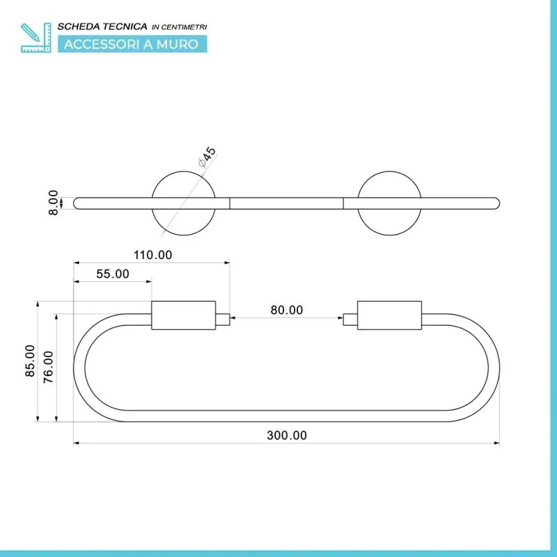 Set accessori a muro 5 pezzi in acciaio cromato e viti incluse Plaza