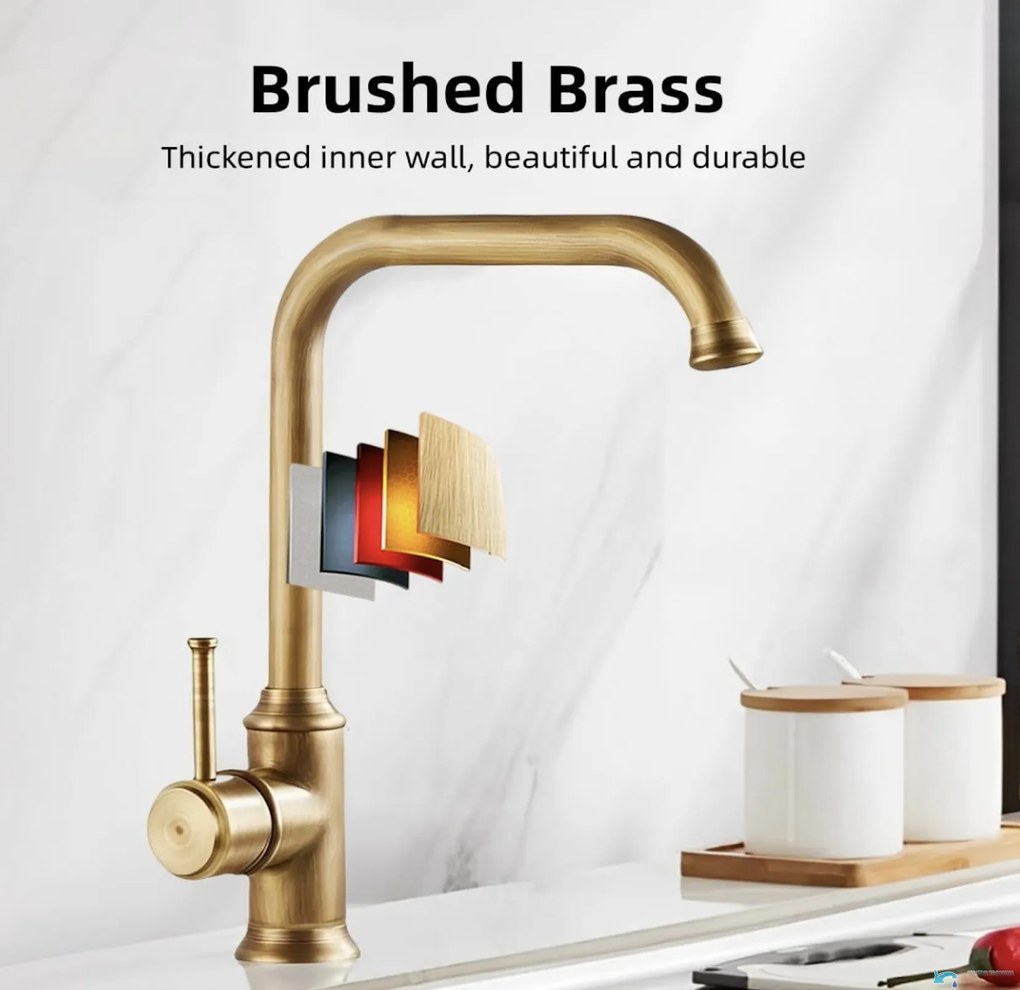 Rubinetto da bagno EYN AQ1829 in ottone con bocca girevole, disponibile in più finiture