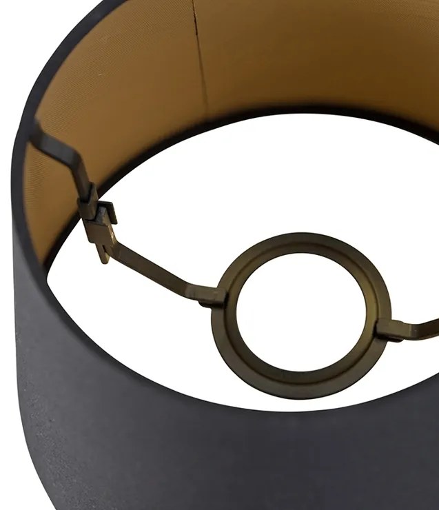 Paralume in cotone nero 20/15/13 con interno dorato