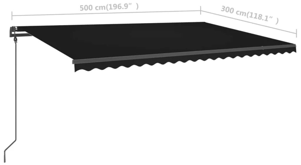 Tenda da Sole Retrattile Manuale con LED 5x3 m Antracite