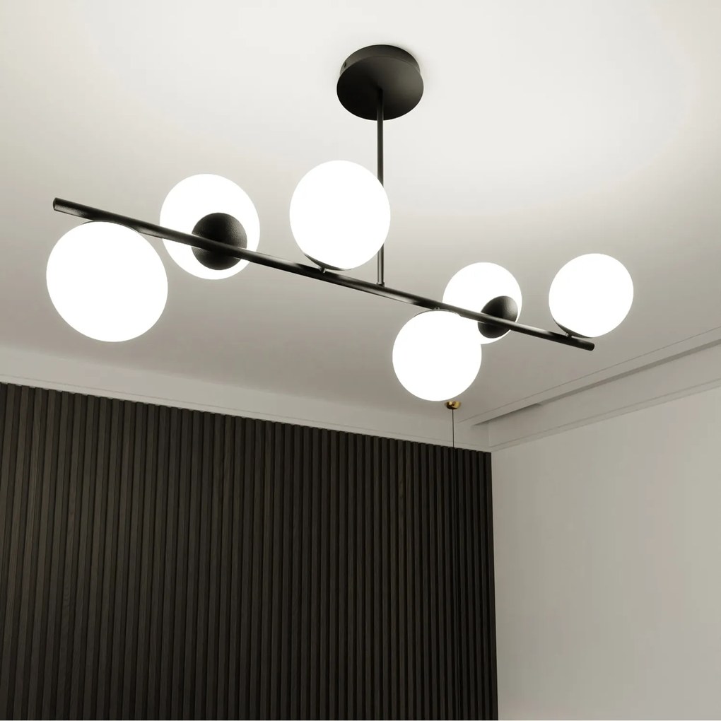 Plafoniera Contemporaneo Shiva Acciaio Nero 6 Luci E14 Ip20