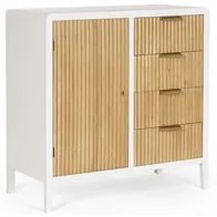 Credenza un'anta 4 cassetti Bianca Naturale - CHARLEY