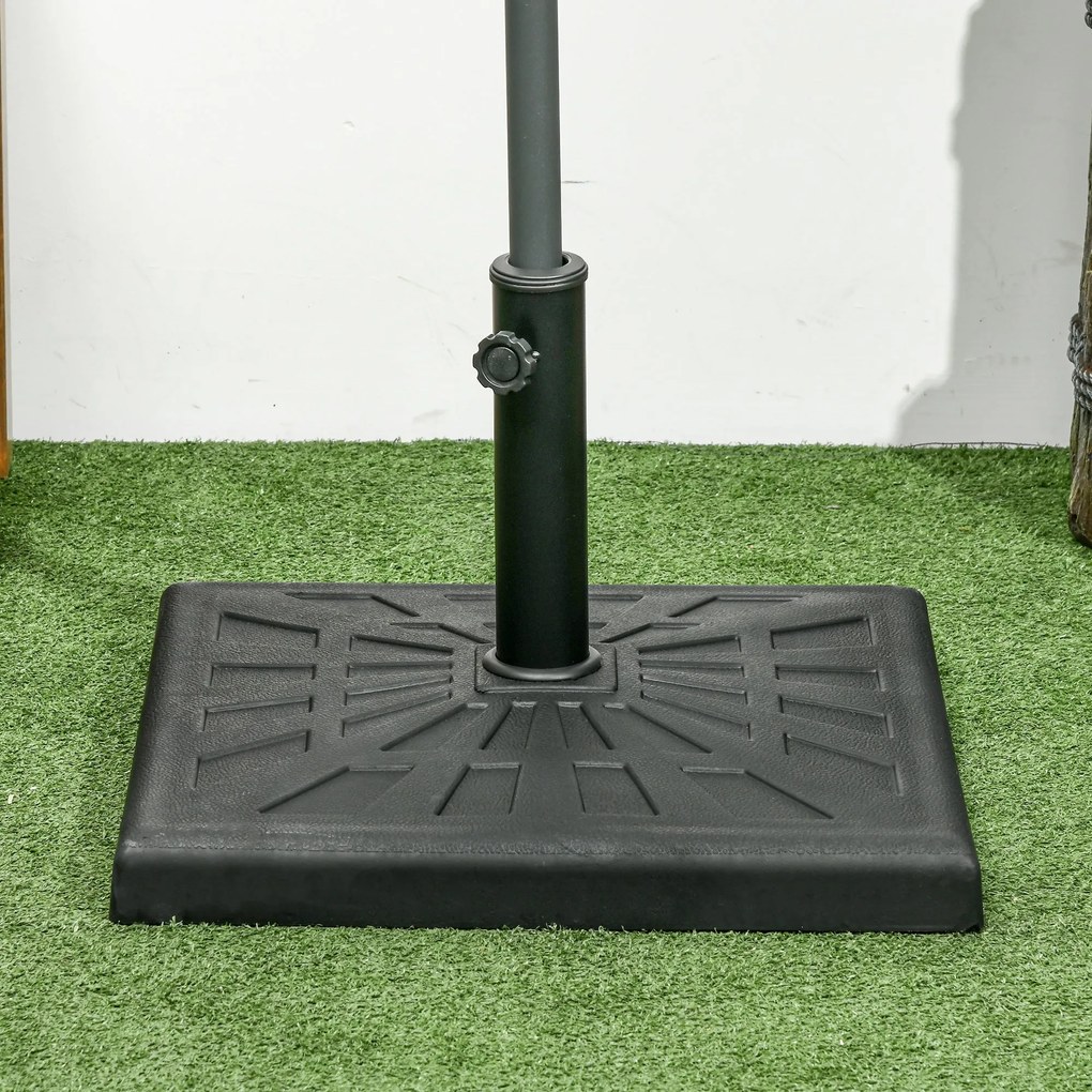 Base per Ombrellone da Giardino Ø32 a Ø48 51x51x32 cm in Resina e Acciaio Nero...
