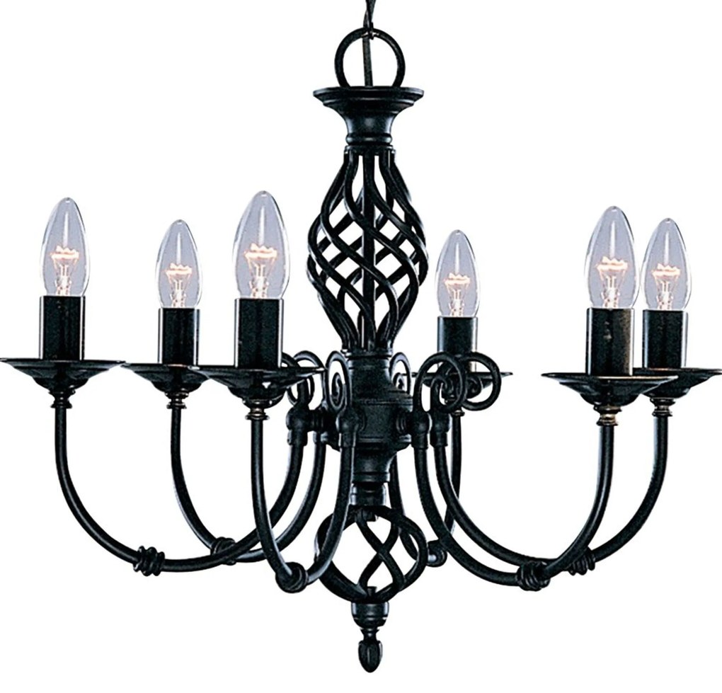 Lampadario Industrial-Nordico Zanzibar Acciaio Nero 6 Luci E14