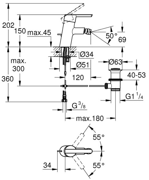 GROHE 32558000 - Miscelatore per bidet FEEL DN 15 cromo lucido