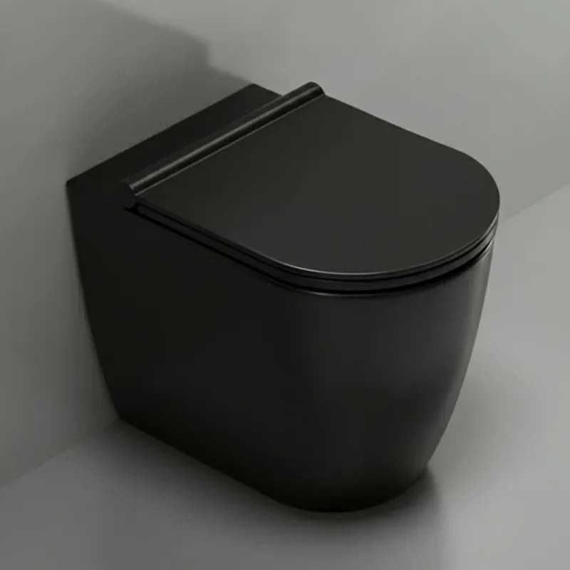 Vaso filomuro traslato nero opaco con sedile soft close di Ceramica Dolomite Mayka