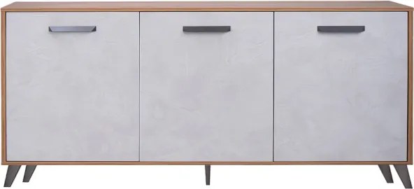 Madia in legno 160 cm a 3 ante Cemento Chiaro e struttura Noce Chiaro - LAELA