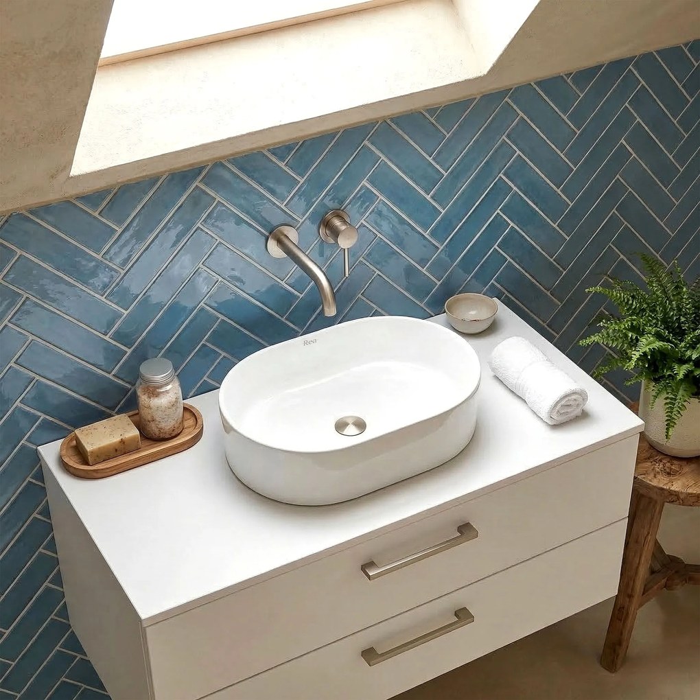 Lavabo da appoggio in ceramica Rea Nadia 46
