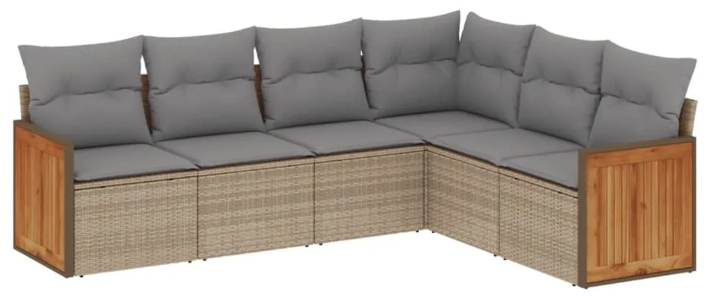 Set divano da giardino 6 pz con cuscini beige in polyrattan