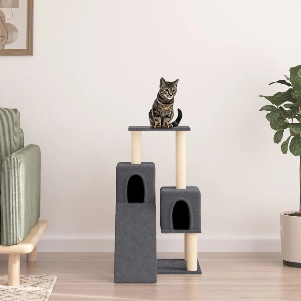 Albero per gatti con tiragraffi in sisal grigio scuro 82 cm