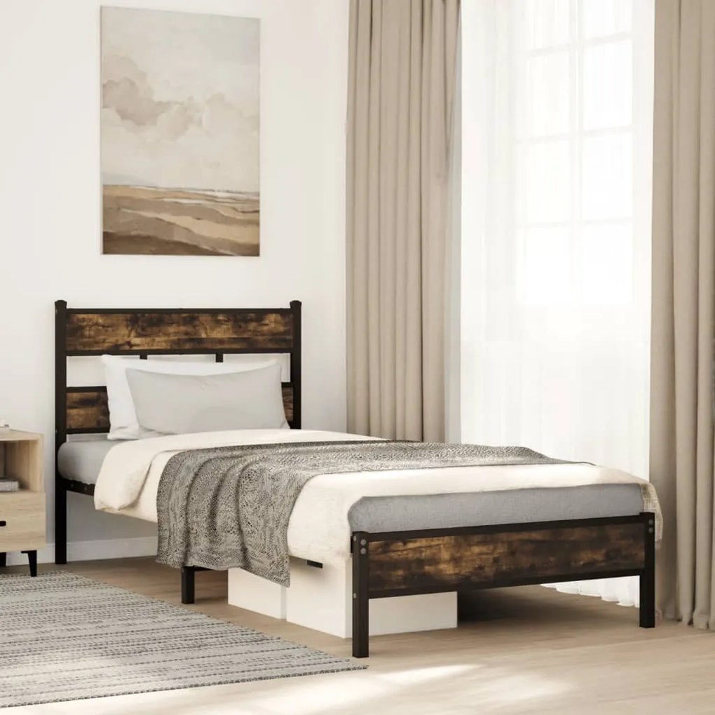 Giroletto Senza Materasso Con Testiera Rovere Sonoma 90x200 Cm /