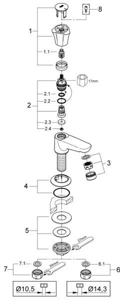 GROHE 20404001 - Miscelatore monocomando da lavabo COSTA L DN 15 cromo lucido