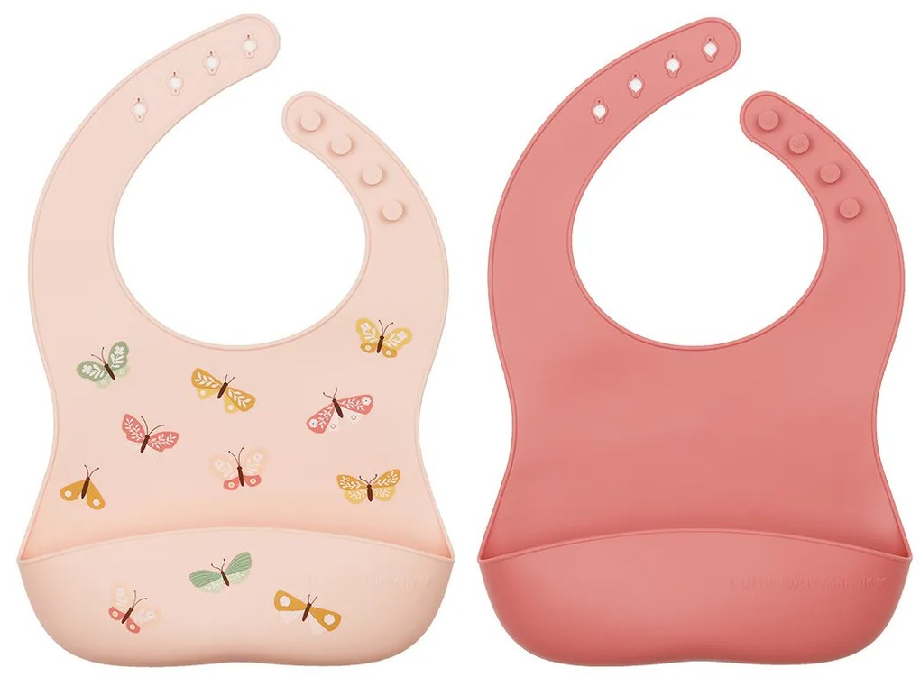 A Little Lovely Company - set di due bavaglini in silicone - farfalle