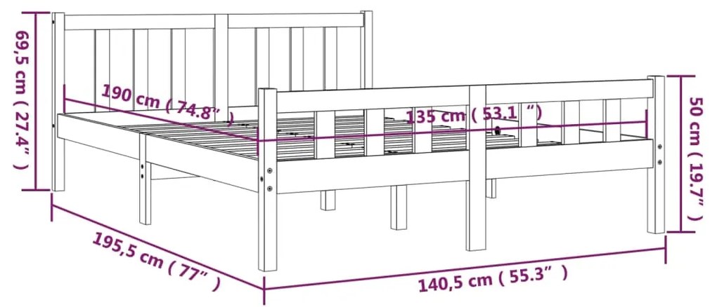 Giroletto Bianco in Legno Massello 135x190 cm Double