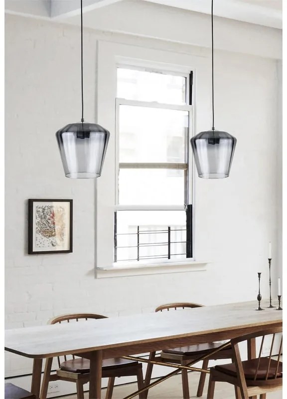 Lampadario Glamour Harper cromo paralume fumo E27 Ø22cm NOVECENTO