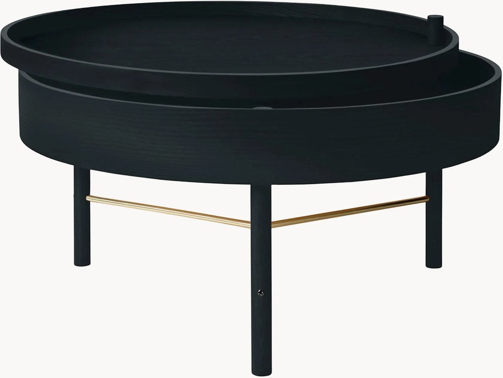 Tavolino rotondo in legno di quercia con vano contenitore Turning Table