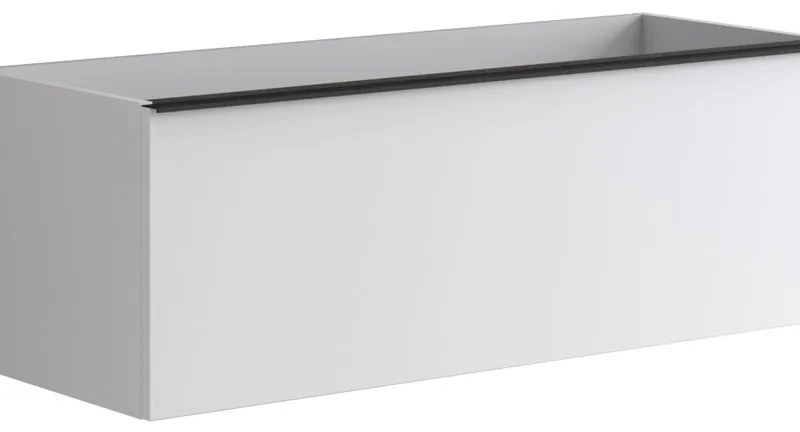Mobile da bagno sotto lavabo Pixel plain bianco laccato L 120 x H 40 x P 45.5 cm 2 cassetti, lavabo non incluso