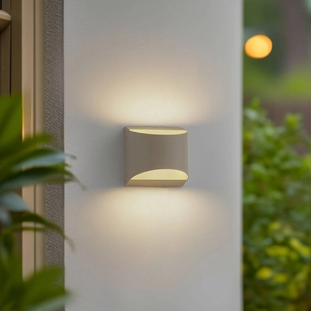 Lindby Applique da esterni LED Lenore, beige, metallo, 13,5 cm