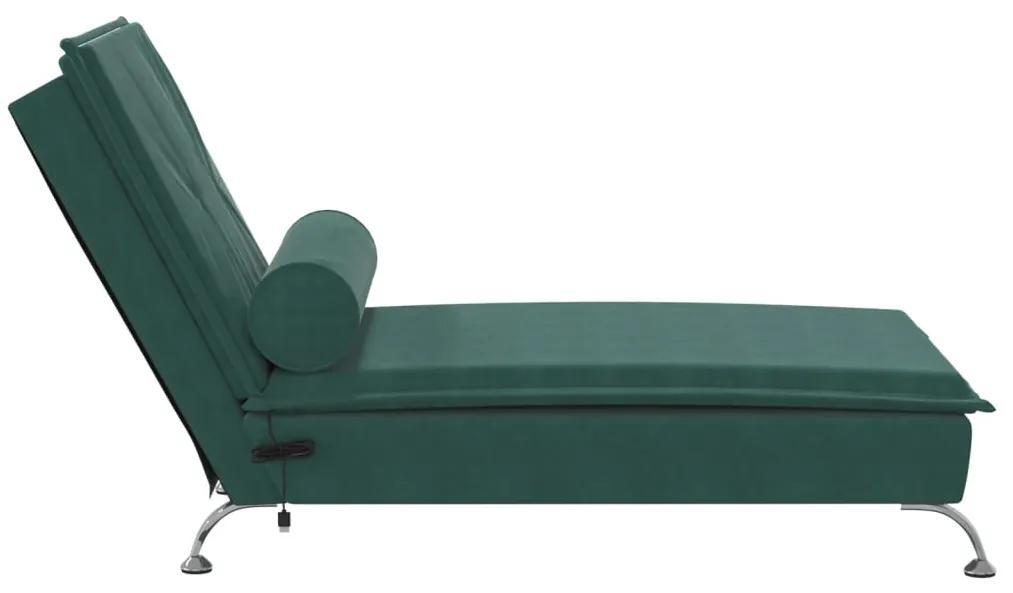 Chaise longue massaggi con capezzale verde scuro in velluto