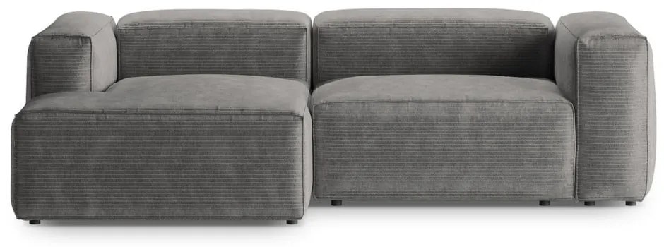 Divano angolare grigio chiaro (con penisola a sinistra/con chaise lounge) con rivestimento in velluto a coste Bergamo – Cosmopolitan Design