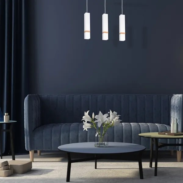 Lampadario a sospensione con filo VIDAR 3xGU10/25W/230V bianco