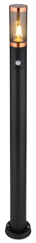 Globo 3159BCS-Lampada da esterno con sensore BOSTON 1xE27/15W/230V IP44 110cm nero/rame