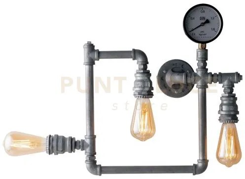 Plafoniera amarcord zincata 3 luci attacco e27 48x9,5x44cm