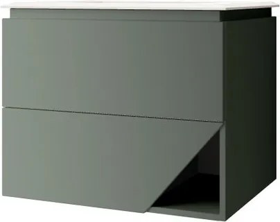 Mobile bagno sospeso con lavabo L 70 x H 55 x P 45.3 cm verde opaco per vasca centrale Vintage