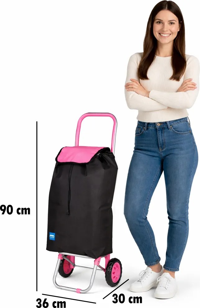 Carrello per la Spesa Poseidon Trolley con Rivestimento Termico 36x30x90 cm e Ruote Rosa...