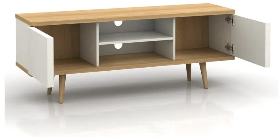 Tavolo TV bianco in rovere 140x52 cm Alana - Støraa
