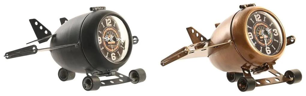 Orologio da Tavolo DKD Home Decor Aereo Nero Dorato Ferro (23 x 16 x 13 cm) (2 Unità)