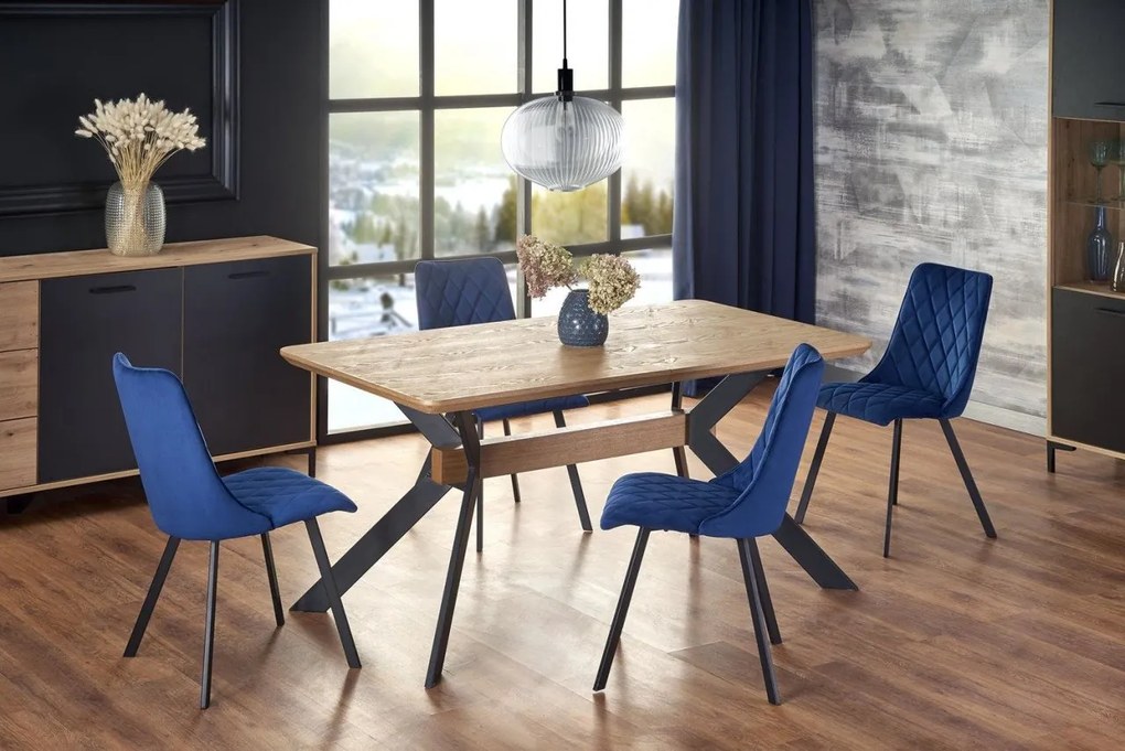 Bacardi L160-220 cm + 4 sedie K450 velluto blu navy