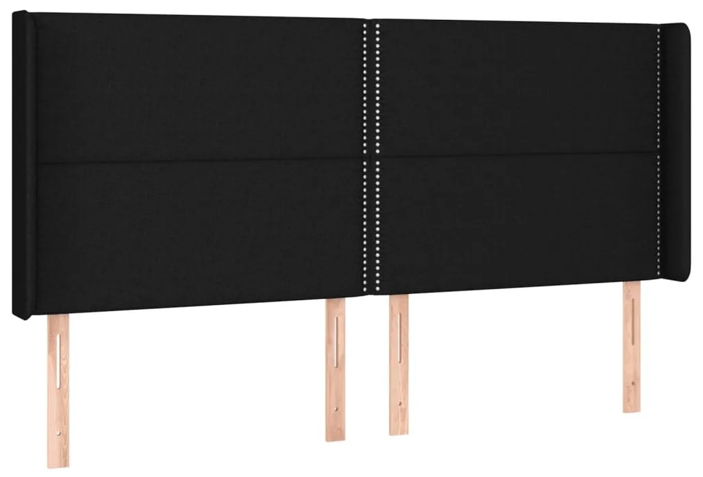 Testiera a led nera 163x16x118/128 cm in tessuto