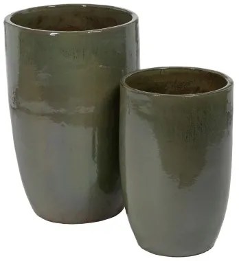 Vaso 52 x 52 x 80 cm Verde Ceramica (2 Unità)