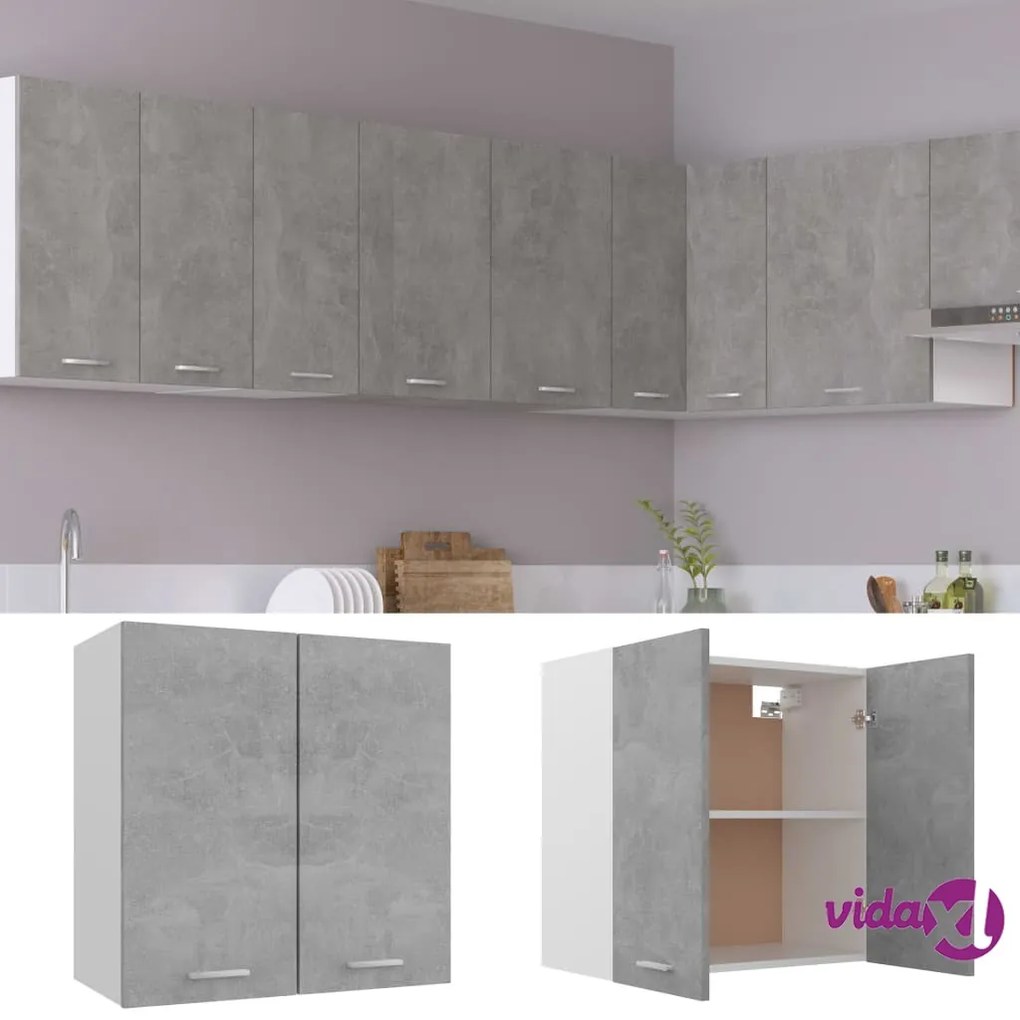 vidaXL Mobile Pensile Grigio Cemento 60x31x60 cm in Legno Multistrato