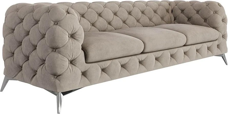 Divano greige con rivestimento in velluto 243 cm Chelsea – Ropez
