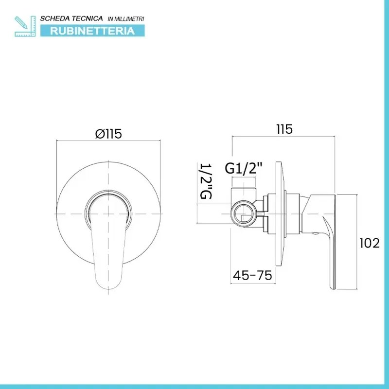 Set miscelatori lavabo bidet e doccia incasso in ottone cromato Zoe