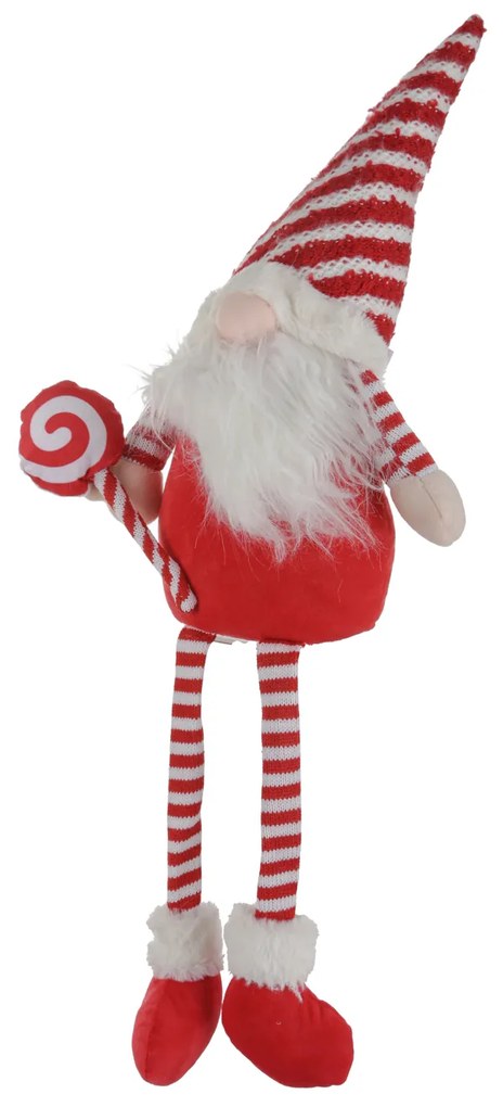 Gnomo Natale gambemolli 75 cm righe rosso bianco