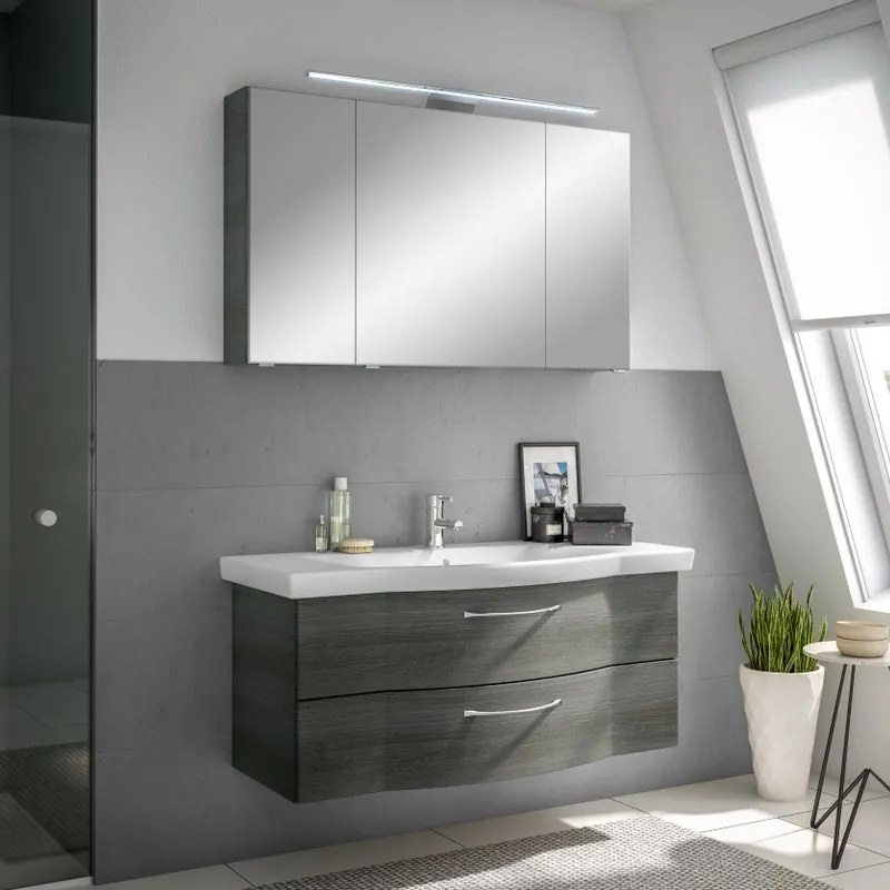 Mobile da bagno sospeso sotto lavabo L 115 x H 49 x P 48.1 cm grigio grafite, 2 cassetti PELIPAL Solitaire