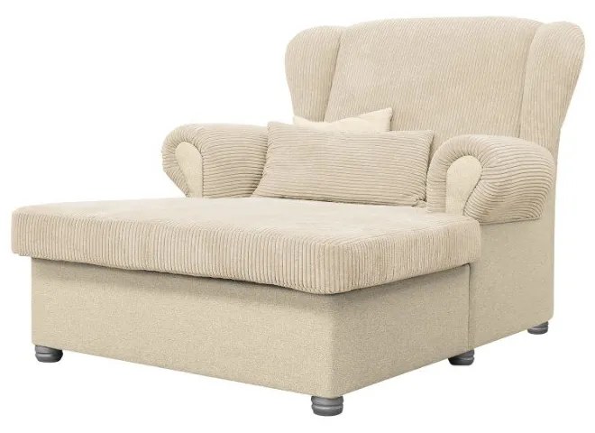 Chaise longue beige con rivestimento in velluto a coste Lord – Ropez